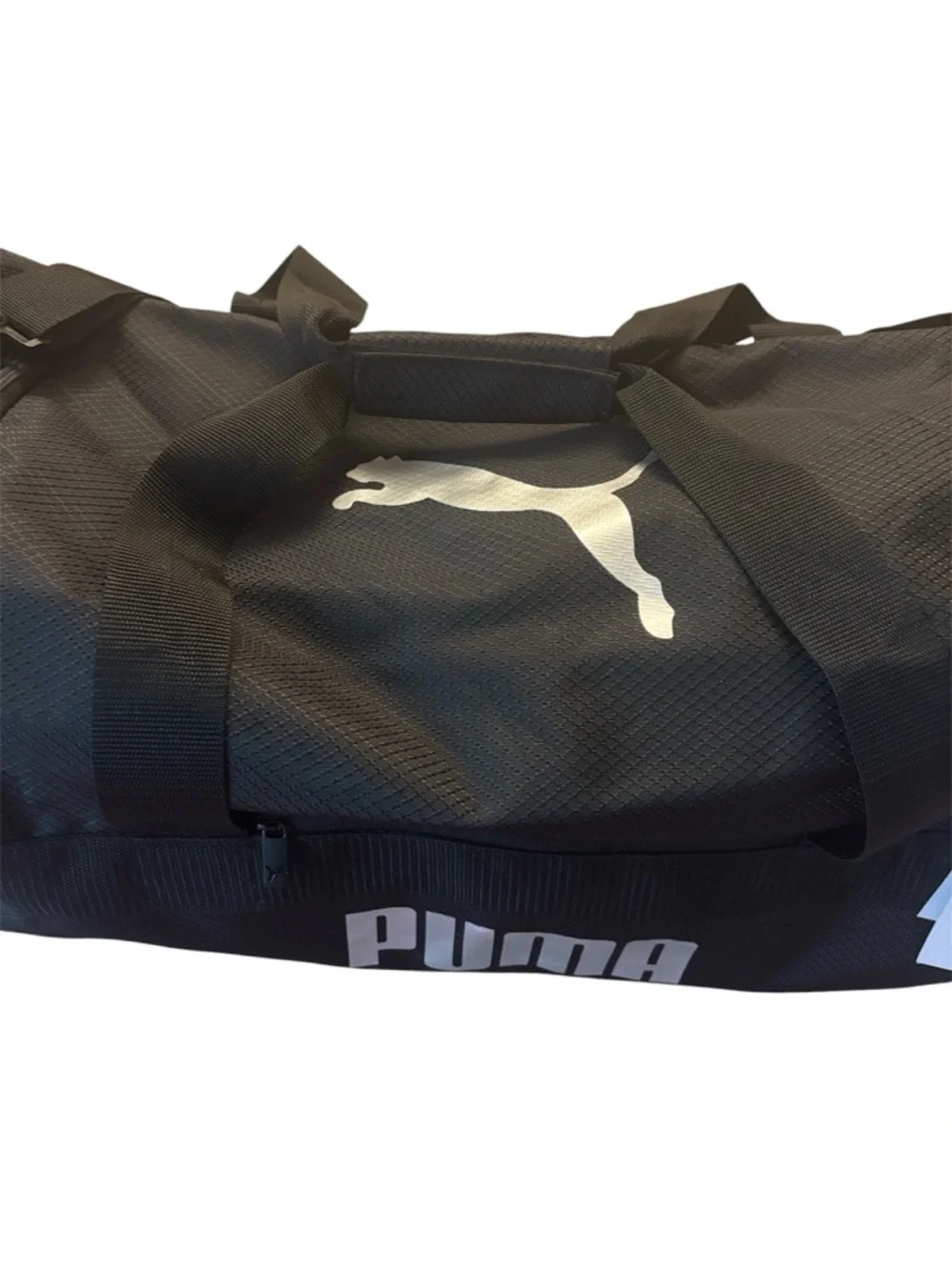 NWT Puma Demand Black Men's Sport Duffel Bag with Silver Logo